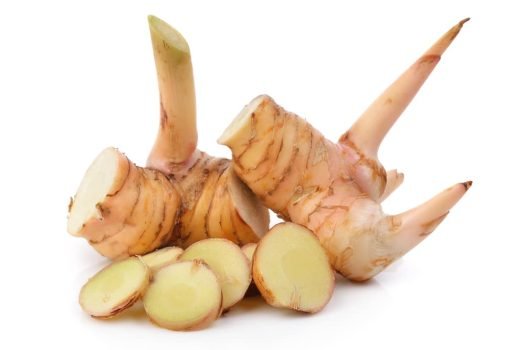 Fresh,Galangal,On,A,White,Background